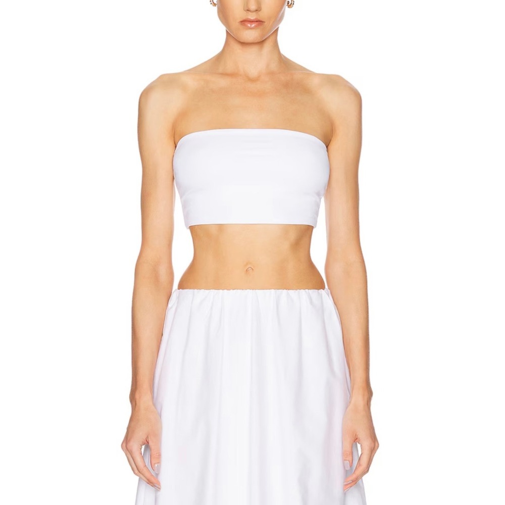 ENZA COSTA Essential Bandeau Top Womens Small White Minimalist Quiet Luxury NEW - Picture 2 of 16